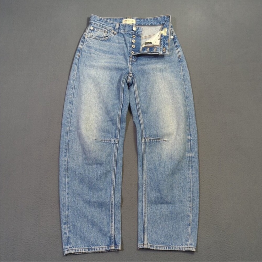 Madewell Jeans Women's 23 Blue The Darted Barrel Leg Jean Button Fly Denim